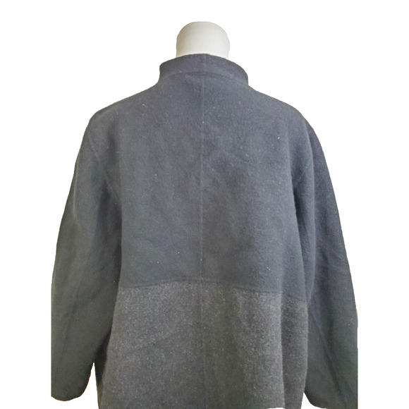 EILEEN FISHER Womens 2X Jacket Black Wool Blend Coat Plus Size Colorblock - Picture 9 of 12